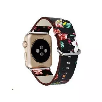 eses kožený kvetinový remienok 38/40mm čierny/červený pre Apple Watch