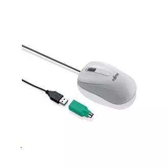 FUJITSU myš M530 USB - 1200dpi Laser Mouse Combo - redukcia USB PS2, 3 button Wheel Mouse with Tilt-Wheel-Function - BIELA