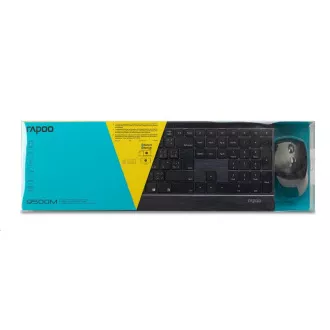 RAPOO set klávesnica a myš 9500M Multi-mode Wireless Ultra-slim Desktop Combo Set (kláv. - šedá/kovová, myš - čierna)