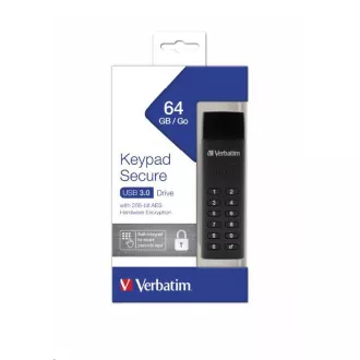 VERBATIM USB 3.0 Drive 64 GB - Keypad Secure (R:160/W:140 MB/s) GDPR VERBATIM USB 3.0 Drive 64 GB - Keypad Secure (R:160/W:140 MB/s) GDPR