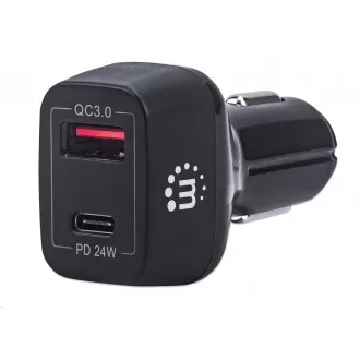 MANHATTAN USB-C USB-A QC 3.0 nabíjačka do auta Car Charger - 42 W, čierna