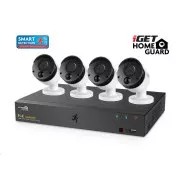 iGET HOMEGUARD HGNVK85304 Kamerový PoE systém so SMART detekciou pohybu, 8-kanálový FullHD NVR + 4x FullHD vonkajšia kamera