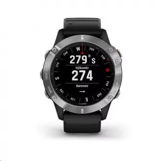 Garmin GPS športové hodinky fenix6 Glass, Silver/Black Band