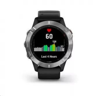 Garmin GPS športové hodinky fenix6 Glass, Silver/Black Band