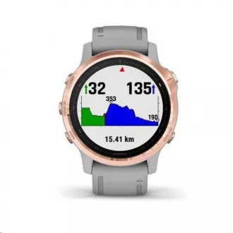 Garmin GPS športové hodinky fenix6S PRO Sapphire, RoseGold/Gray Band (MAP/Music)