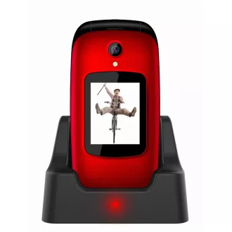EVOLVEO EasyPhone FD, mobilný telefón pre seniorov s nabíjacím stojanom (červená farba)