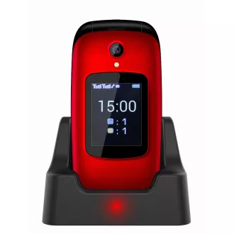EVOLVEO EasyPhone FD, mobilný telefón pre seniorov s nabíjacím stojanom (červená farba)