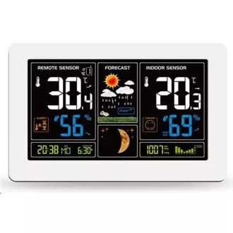 Solight TE81W meteostanica, extra veľký farebný LCD, teplota, vlhkosť, tlak, RCC, USB nabíjanie, biela