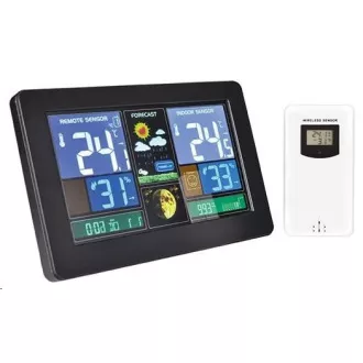 Solight TE81 meteostanica, extra veľký farebný LCD, teplota, vlhkosť, tlak, RCC, USB nabíjanie, čierna