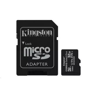 Kingston 32GB micSDHC Canvas Select Plus 100R A1 C10 Card + SD adaptér Kingston 32GB micSDHC Canvas Select Plus 100R A1 C10 Card + SD adaptér