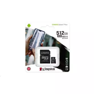 Kingston 512GB micSDXC Canvas Select Plus 100R A1 C10 Card + SD adaptér Kingston 512GB micSDXC Canvas Select Plus 100R A1 C10 Card + SD adaptér