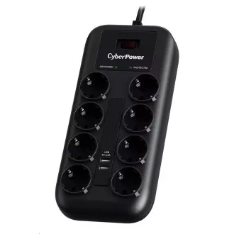 CyberPower Surge Buster™ 8 zásuviek, 2xUSB, 1.8m, German, New