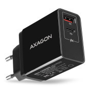 AXAGON ACU-PQ22, PD & QC nabíjačka do siete 22W, 2x port (USB-A + USB-C), PD3.0/QC3.0/AFC/FCP/Apple, čierna