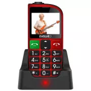 EVOLVEO EasyPhone FM, mobilný telefón pre seniorov s nabíjacím stojanom (červená farba)
