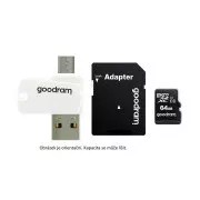 GOODRAM microSDHC karta 16GB M1A4 All-in-one (R:100/W:10 MB/s), UHS-I Class 10, U1 + Adapter + OTG card reader/čítačka