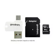 GOODRAM microSDXC karta 128GB M1A4 All-in-one (R:100/W:10 MB/s), UHS-I Class 10, U1 + Adapter + OTG card reader/čítačka