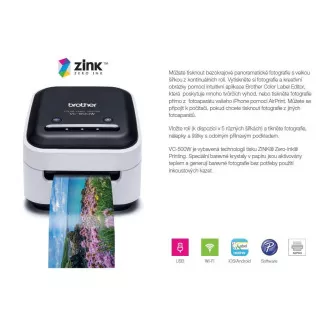 BROTHER tlačiareň štítkov FOTO - VC500W - WIFI, USB, COLOR bez potreby atramentu - Integrovaný odstrih