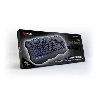 C-TECH klávesnica SCORPIA V2 (GKB-119), herná, CZ/SK, 7 farieb podsvietenia, programovateľná, čierna, USB