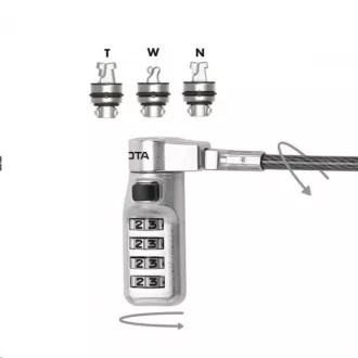 DICOTA Universal Security Cable Lock, 3 Výmena heads fits all slots, combination DICOTA Universal Security Cable Lock, 3 Výmena heads fits all slots, combination