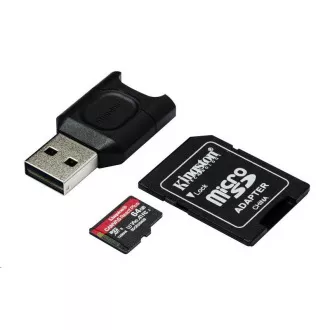 Kingston 64GB microSDXC React Plus SDCR2 + Adapter + MLPM čítačka