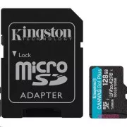 Kingston MicroSDXC karta 128GB Canvas Go! Plus, R: 170/W: 90MB/s, Class 10, UHS-I, U3, V30, A2 + Adaptér