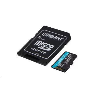 Kingston MicroSDXC karta 512GB Canvas Go! Plus, R: 170/W: 90MB/s, Class 10, UHS-I, U3, V30, A2 + Adaptér