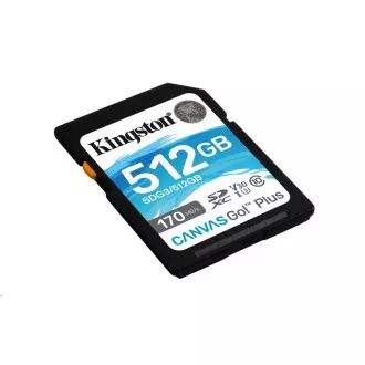 Kingston SDXC karta 512GB Canvas Go! Plus, R:170/W:90MB/s, Class 10, UHS-I, U3, V30 Kingston SDXC karta 512GB Canvas Go! Plus, R:170/W:90MB/s, Class 10, UHS-I, U3, V30