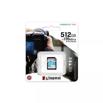 Kingston 512GB SecureDigital Canvas Go! Plus (SDXC) Card, 170R 90W Class 10 UHS-I U3 V30
