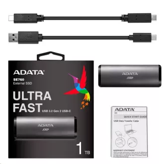 ADATA External SSD 512GB SE760 USB 3.2 Gen2 type C Čierna