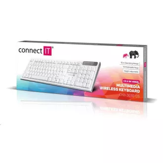 CONNECT IT Multimediálna bezdrôtová klávesnica, (+2x AAA batérie zadarmo), CZ + SK verzia, biela