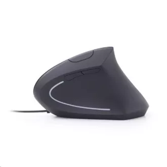 GEMBIRD myš MUS-ERGO-01, drôtová, optická, vertikálna, 1200-3200 dpi, USB, čierna