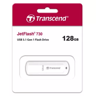 TRANSCEND Flash Disk 128GB JetFlash®730, USB 3.1 (R:80/W:25 MB/s) biely