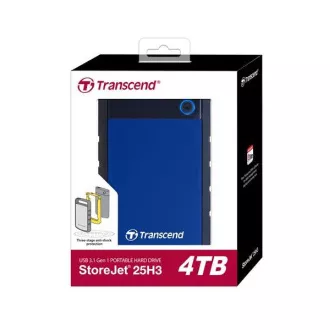 TRANSCEND externý HDD 2, 5" USB 3.0 StoreJet 25H3B, 4TB, Blue (nárazuvzdorný) TRANSCEND externý HDD 2, 5" USB 3.0 StoreJet 25H3B, 4TB, Blue (nárazuvzdorný)