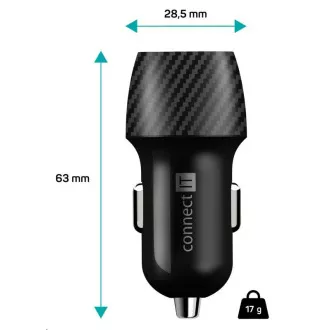 CONNECT IT InCarz QUICK CHARGE 3.0 nabíjačka do auta, 1x USB-A, 3 A, carbon