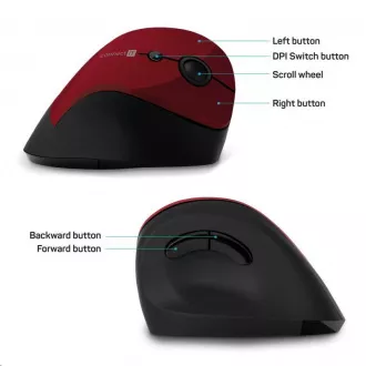 CONNECT IT FOR HEALTH ergonomická vertikálna myš, (+ 1x AA batéria zadarmo), bezdrôtová, červená CONNECT IT FOR HEALTH ergonomická vertikálna myš, (+ 1x AA batéria zadarmo), bezdrôtová, červená
