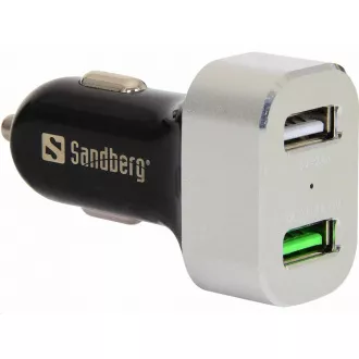 Sandberg nabíjačka do auta, 1x QC 3.0 + 1x USB 2.4 A, čierno-biela