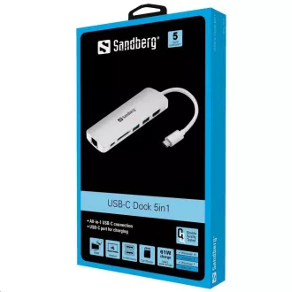 Sandberg dokovacia stanica, USB-C, 6 rôznych konektorov Sandberg dokovacia stanica, USB-C, 6 rôznych konektorov