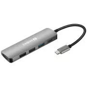Sandberg dokovacia stanica USB-C -> HDMI + 3x USB + PD 100W