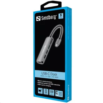 Sandberg dokovacia stanica USB-C -> HDMI + 3x USB + PD 100W