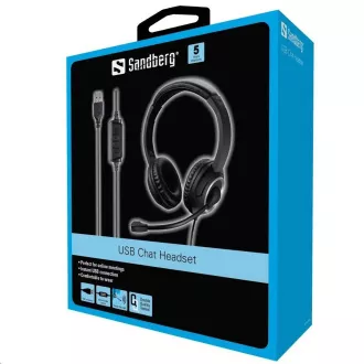 Sandberg náhlavná súprava Chat s mikrofónom, USB, stereo, čierna Sandberg náhlavná súprava Chat s mikrofónom, USB, stereo, čierna
