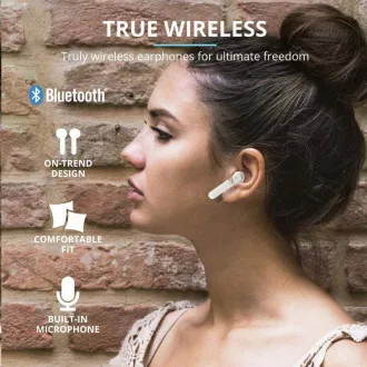 TRUST slúchadlá Primo Touch Bluetooth Wireless Earphones - white