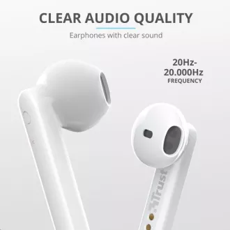 TRUST slúchadlá Primo Touch Bluetooth Wireless Earphones - white
