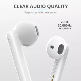 TRUST slúchadlá Primo Touch Bluetooth Wireless Earphones - white TRUST slúchadlá Primo Touch Bluetooth Wireless Earphones - white