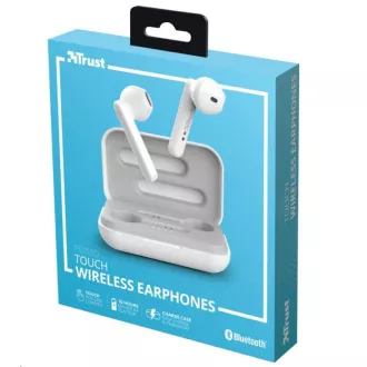 TRUST slúchadlá Primo Touch Bluetooth Wireless Earphones - white TRUST slúchadlá Primo Touch Bluetooth Wireless Earphones - white