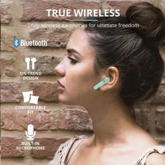 TRUST slúchadlá Primo Touch Bluetooth Wireless Earphones - mint TRUST slúchadlá Primo Touch Bluetooth Wireless Earphones - mint