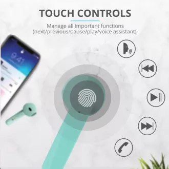 TRUST slúchadlá Primo Touch Bluetooth Wireless Earphones - mint