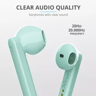TRUST slúchadlá Primo Touch Bluetooth Wireless Earphones - mint TRUST slúchadlá Primo Touch Bluetooth Wireless Earphones - mint