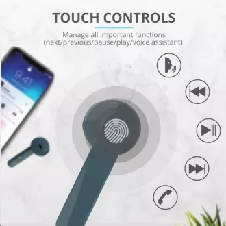 TRUST slúchadlá Primo Touch Bluetooth Wireless Earphones - blue