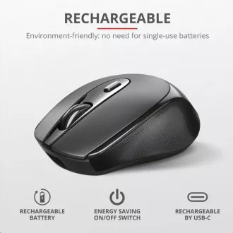 TRUST bezdrôtová Myš Zaya Rechargeable Wireless Mouse - black TRUST bezdrôtová Myš Zaya Rechargeable Wireless Mouse - black