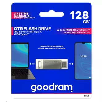 GOODRAM Flash Disk 128GB ODA3, USB 3.2, strieborná